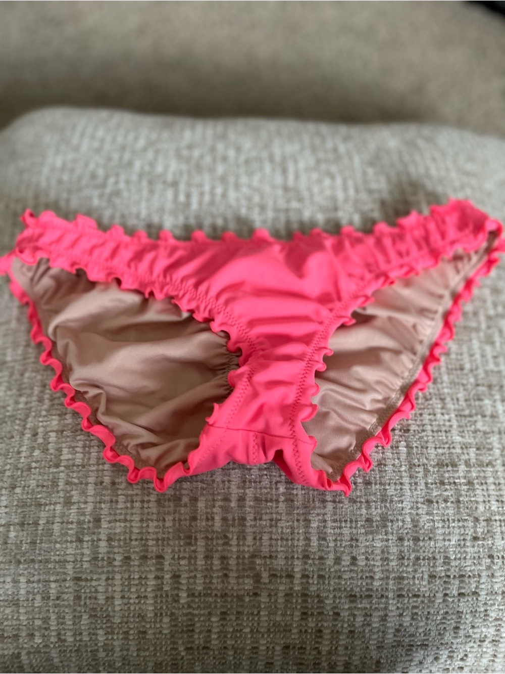 PINK Victoria's Secret Neon Pink Ruffle Bikini Bottom